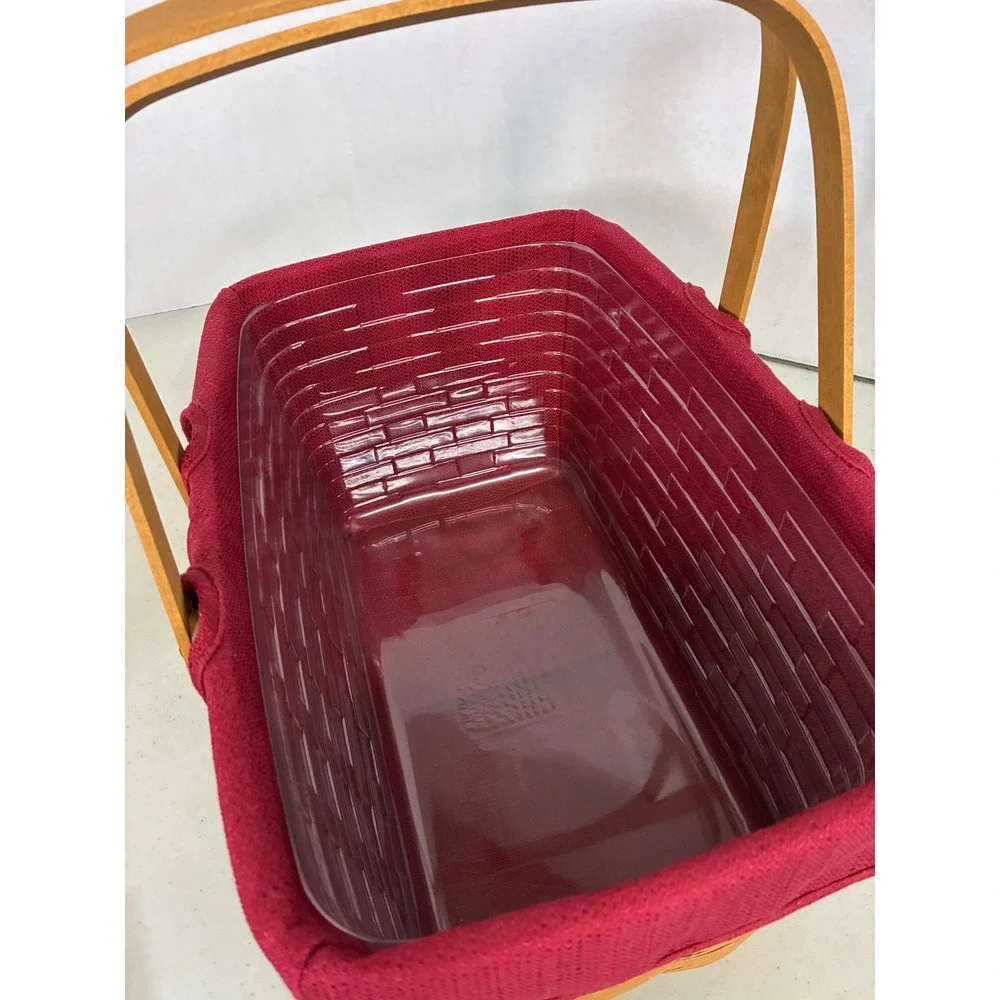 Longaberger‎ 2009 Handwoven Basket with Burgundy Liner and Plastic Protector